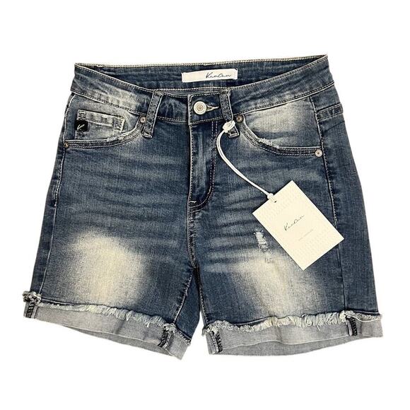 KANCAN BLUE JEANS SHORTS Women’s Sz S (style KC5027M)Cut Off Cuffed Mid Rise - Picture 1 of 9
